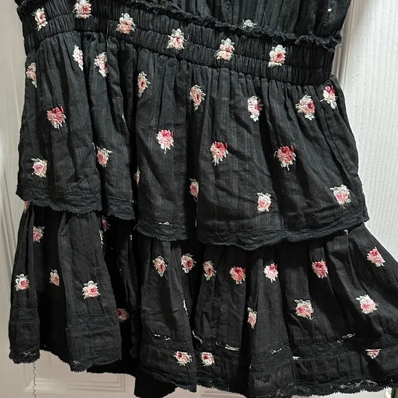LoveShackFancy Black Dress with Pink Floral Accents - Picture 5 of 6